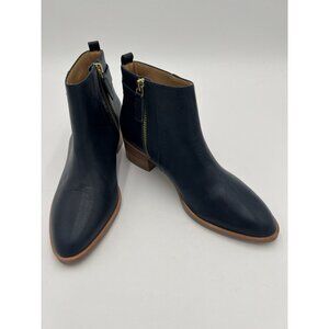 NEW Talbots Women's Leather Ankle Boots Navy Blue Gold Hardware Sz 6M No Box